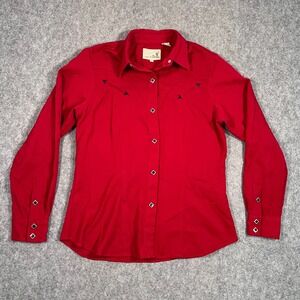 Roper Red Western Diamond Snap Button Up Long Sleeve Shirt Women's Size Large